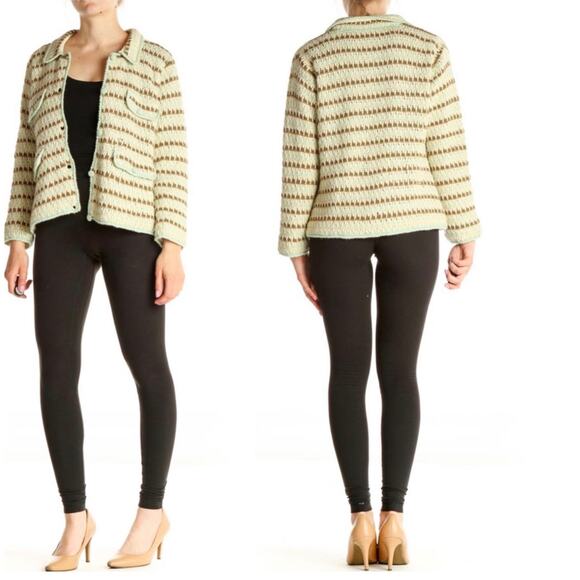 Anthropologie HWR Crocheted Wool Blend Top Sweater Blazer Jacket Medium - Picture 3 of 12